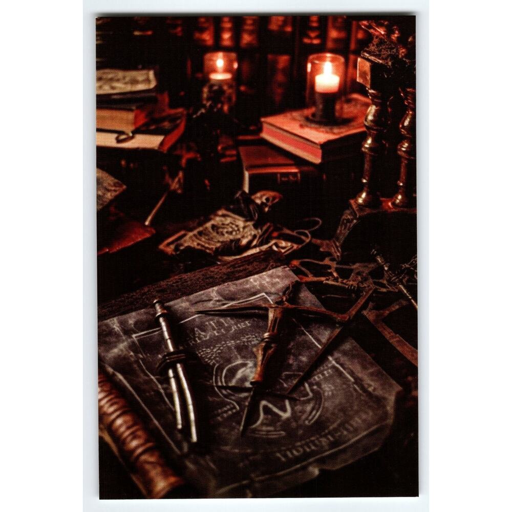 4x6 Glossy Photo Dark Study with Candles Books and Tools Scene